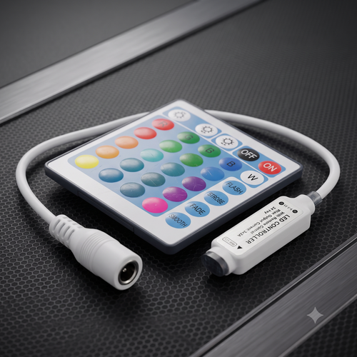 XELTROX 24-Key RGB LED Strip Controller with IR Remote | DC 5V-24V Multi Color LED Light Controller | RGB LED Strip Remote Control with Dynamic Modes