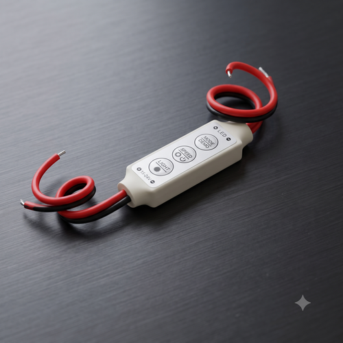XELTROX Mini LED Dimmer Controller 12V-24V DC | 3-Key PWM Brightness & Dynamic Mode Controller for Single Color LED Strip Lights | Inline LED Light Controlle