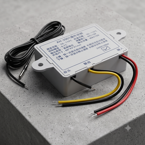 XH-W3001 Digital Display Temperature Controller 220V 10A | LED Thermostat Control Switch with Waterproof NTC Probe | Heating & Cooling Temperature Controller for Incubator, Refrigerator, Aquarium & Greenhouse (White)