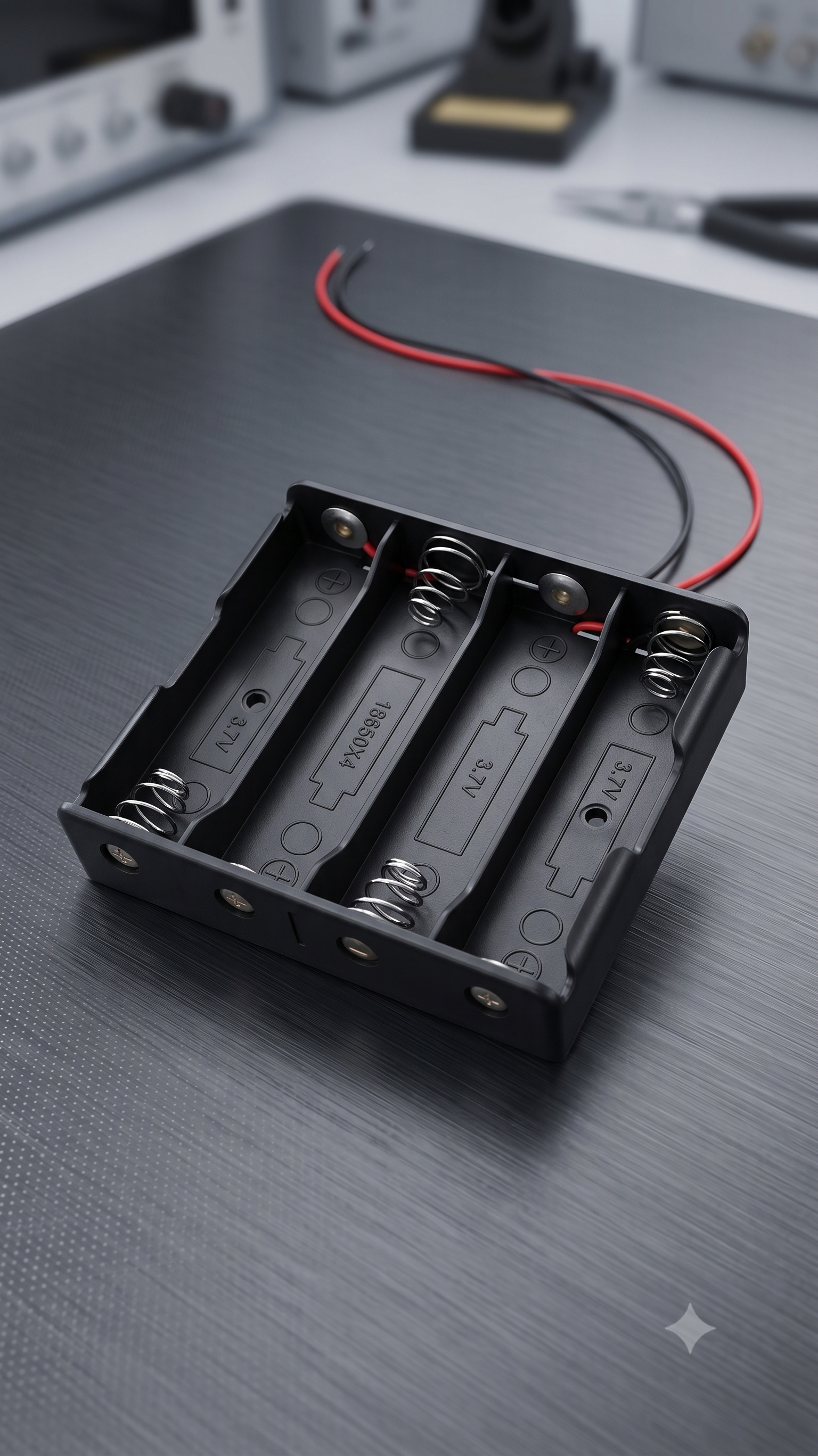 4 Slot 18650 Battery Holder with Wire Leads, 14.8V Quad Cell Battery Case, Hard Plastic Battery Box for DIY Electronics, Arduino, Robotics, LED Projects & Portable Power Supply
