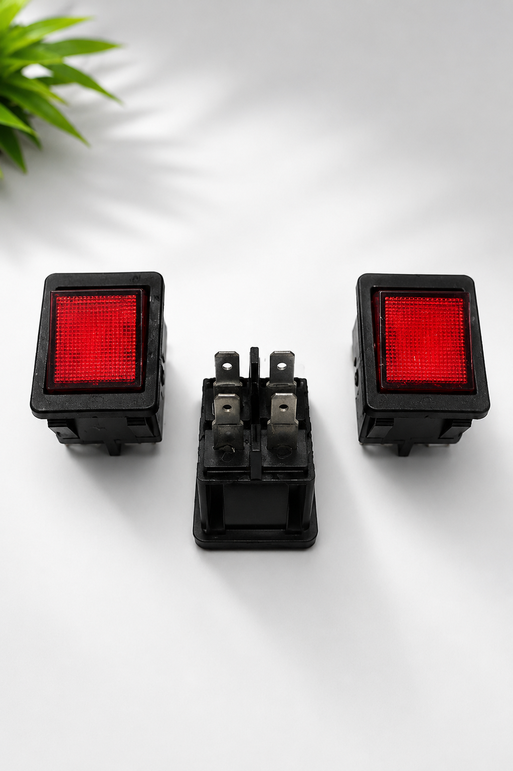Universal ON/OFF Red Illuminated Rocker Switch | 4 Pin Panel Mount Power Switch for Submersible Motor Control Panel, Water Pump Starter & Electrical Boards | Pack of 3