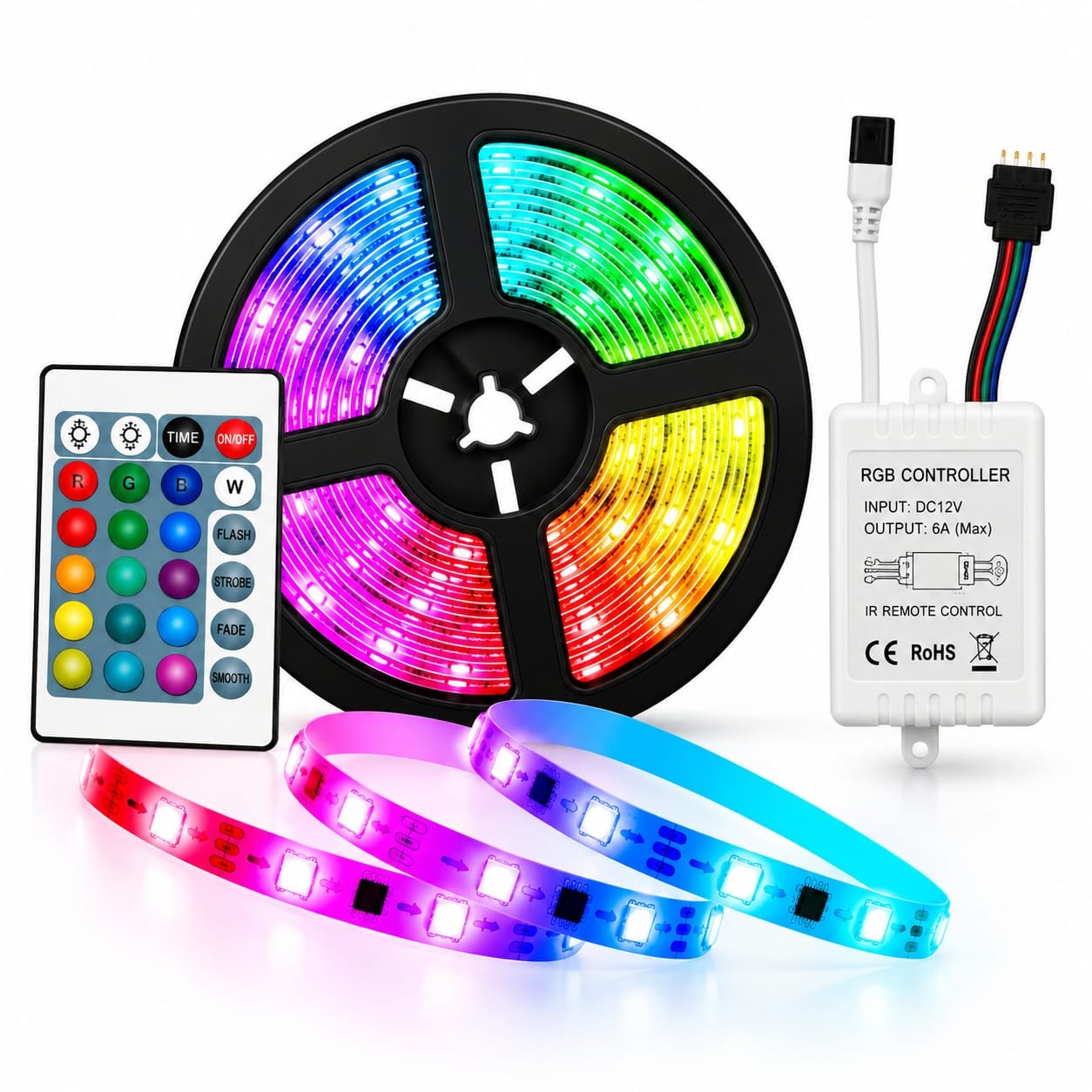 RGB LED Strip Light Multi-Color Changing with IR Remote & Controller for TV & Festivals Home Decoration, Bedroom Combo.