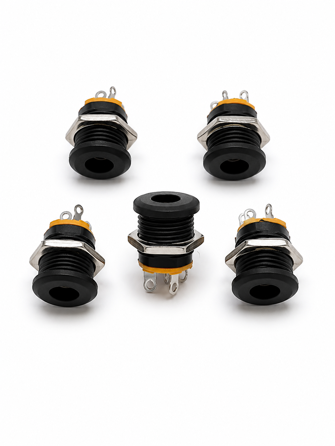 Universal DC Power Jack Socket & Male Plug Connector Kit | 5.5mm x 2.1mm Panel Mount Female Socket with DC Male Plug | Pack of 10 (5 Socket + 5 Plug)
